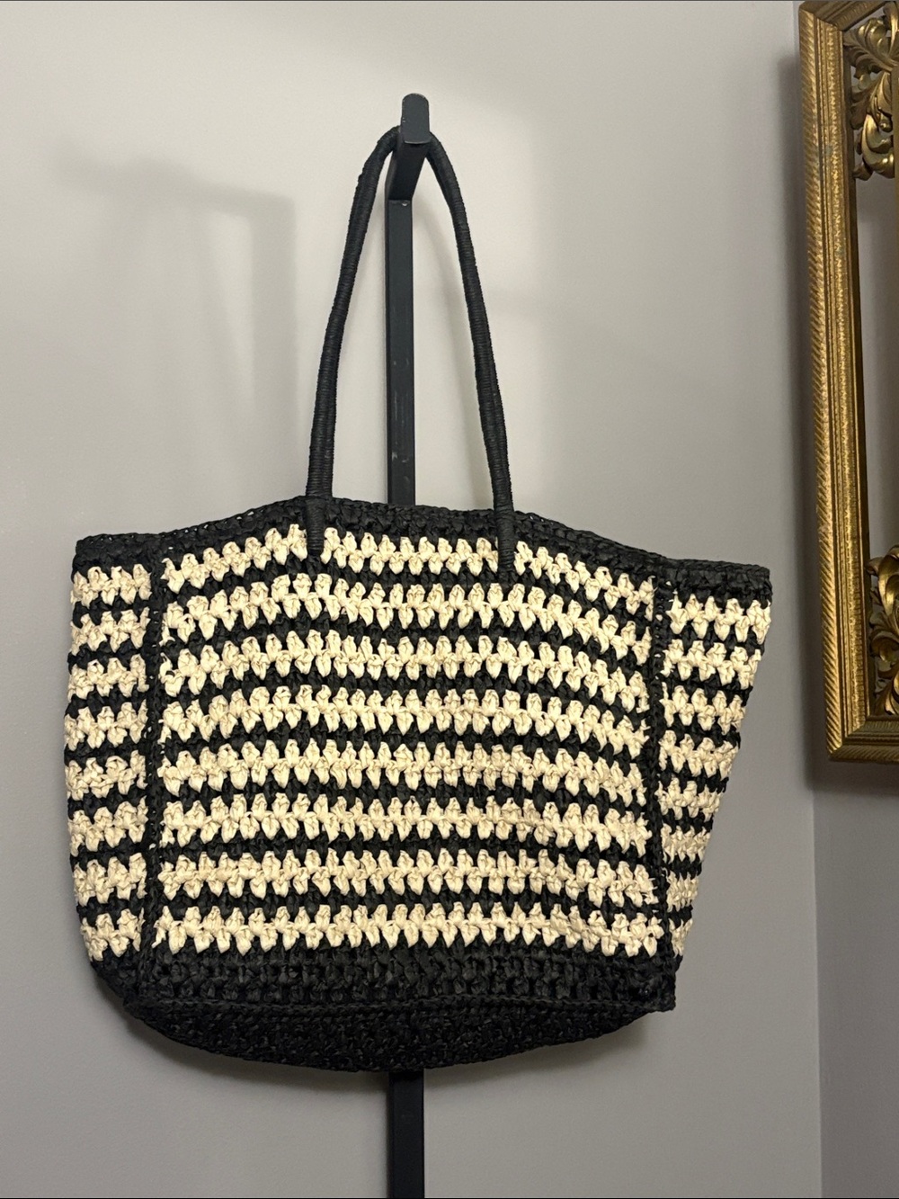 Abercrombie & Fitch Striped Beach Shopper Bag Black & Cream